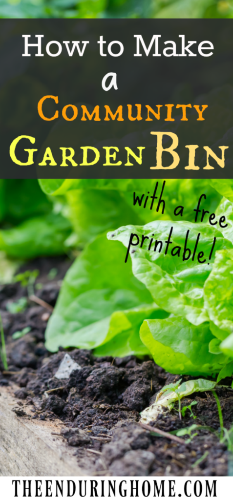 Community Garden Bin, How to make, free printable