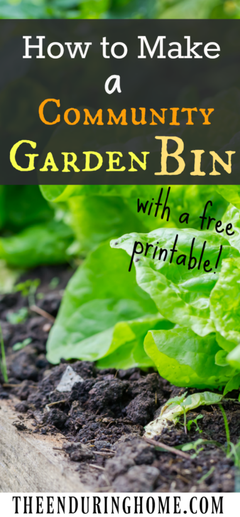 Community Garden Bin, Free Printable Checklist